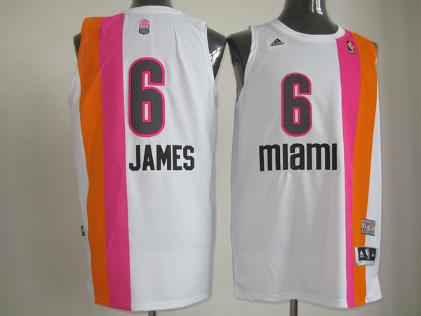  NBA Miami Heat 6 LeBron James Swingman White Rainbow Jersey
